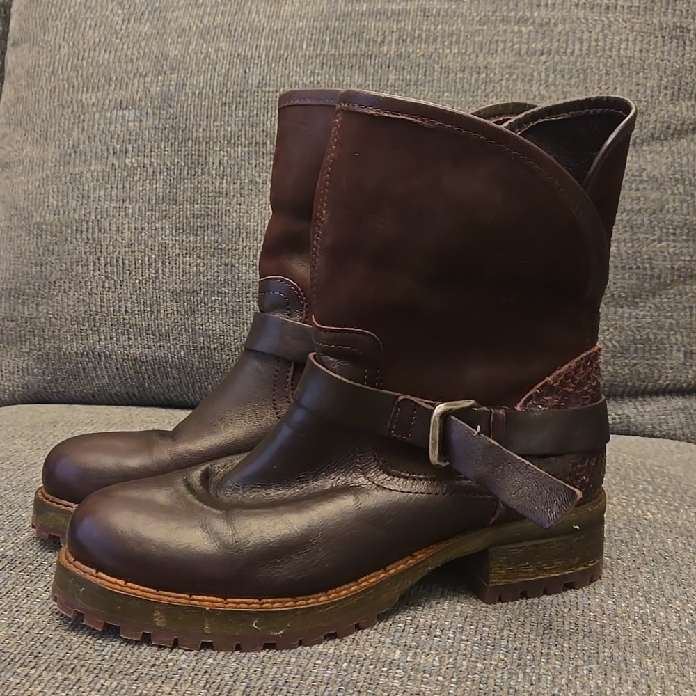 Felmini Burgundy Leather Ankle Booties-Size 39 8.5 - Picture 5 of 12